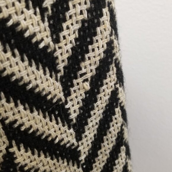 Vintage 1970s Black & White Chevron Herringbone Wool Maxi Coat – Double-Breasted - Picture 8 of 10